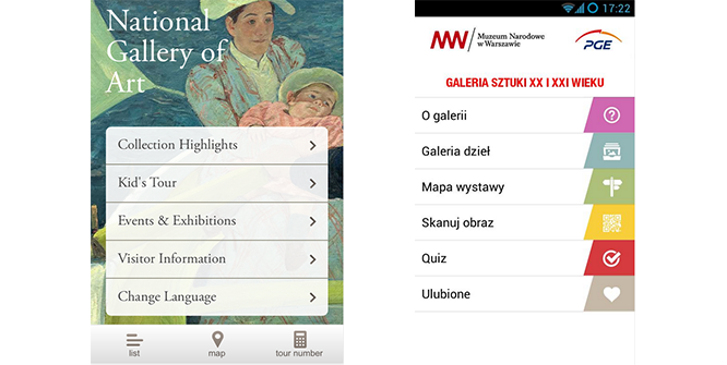 Muzeum Narodowe w Warszawie vs. National Gallery of Art – porównanie aplikacji mobilnych